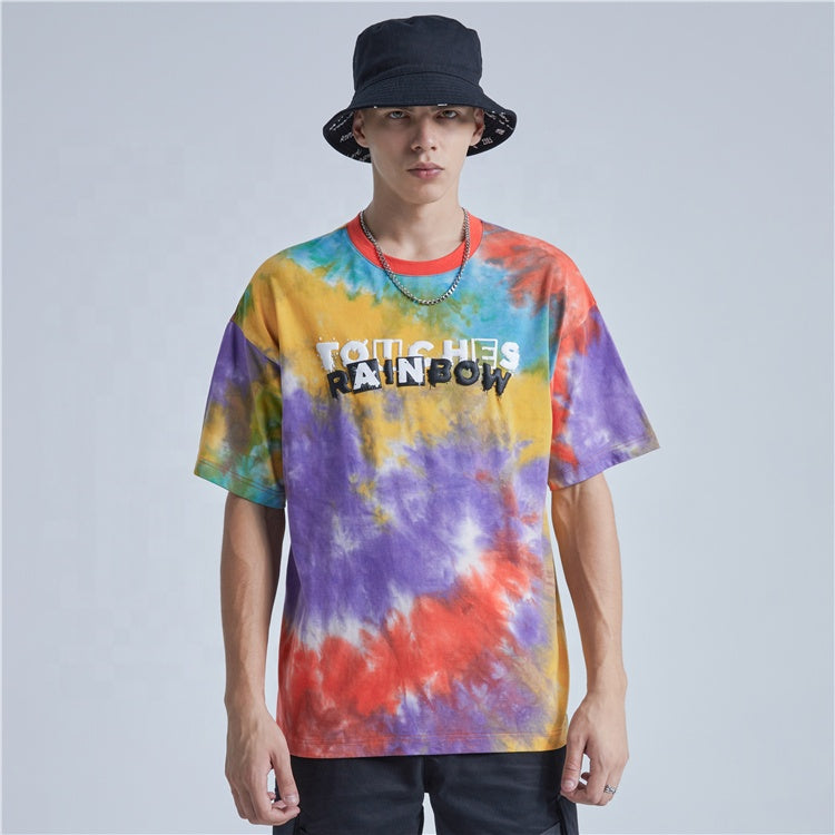 Short Sleeve Tie Dye Puff Print T-shirt