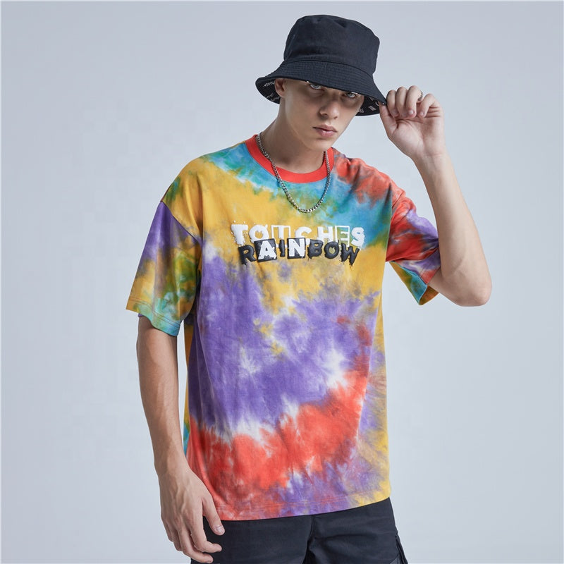 Short Sleeve Tie Dye Puff Print T-shirt