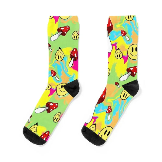 Trippy happy face socks